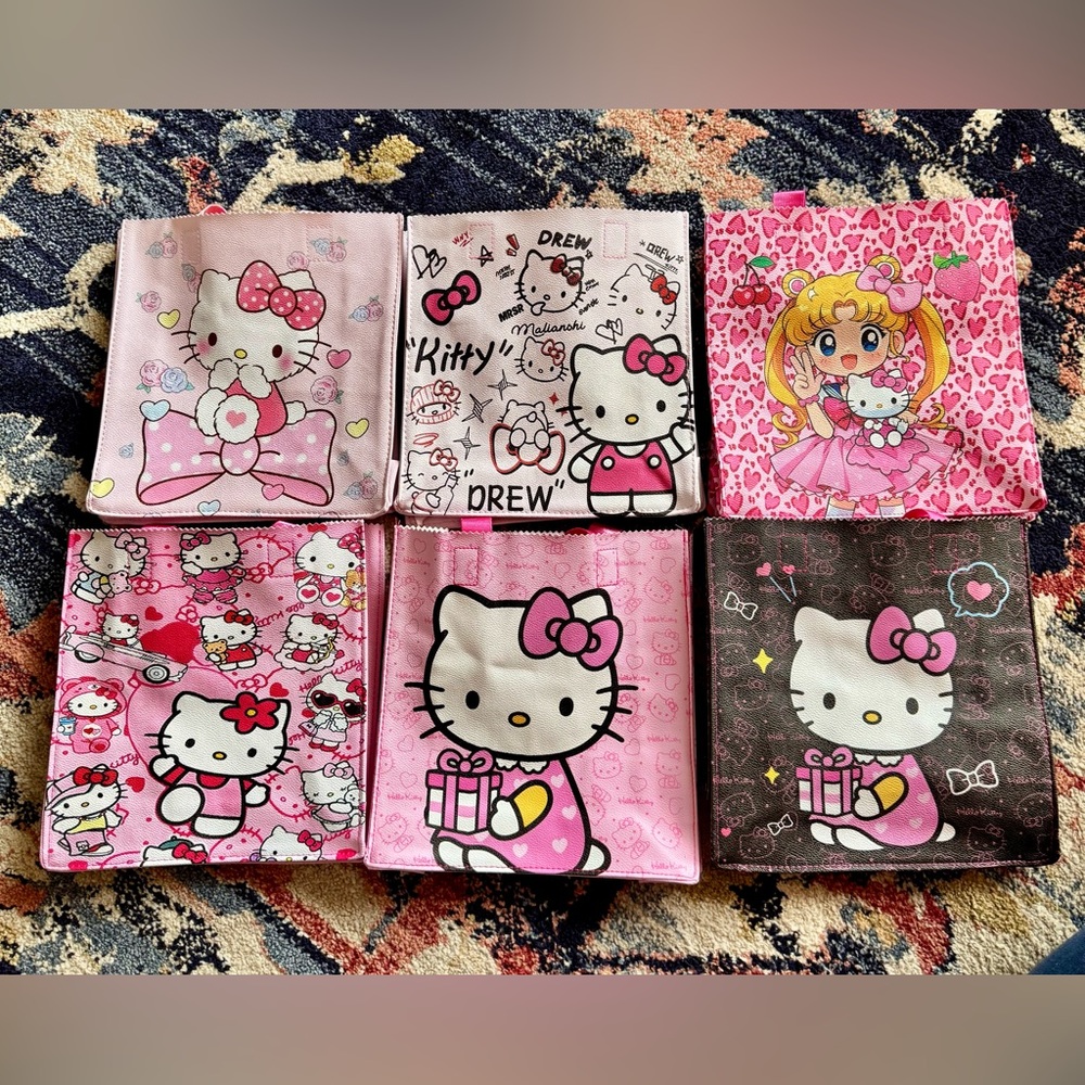 Hello Kitty & Sailor Moon pleather tote bag NEW w/ water bottle strap 12x8” - Picture 6 of 12